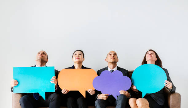 istock Business people sitting together with icons 1036037628