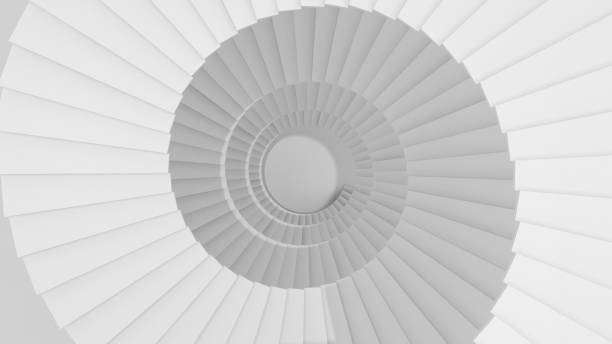 istock Structure of white spiral staircase or tunnel in digital data technology concept. 3d abstract illustration. 1036041354