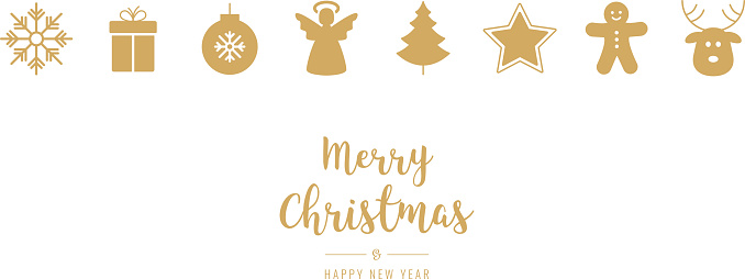 Golden christmas ornament icons elements isolated background