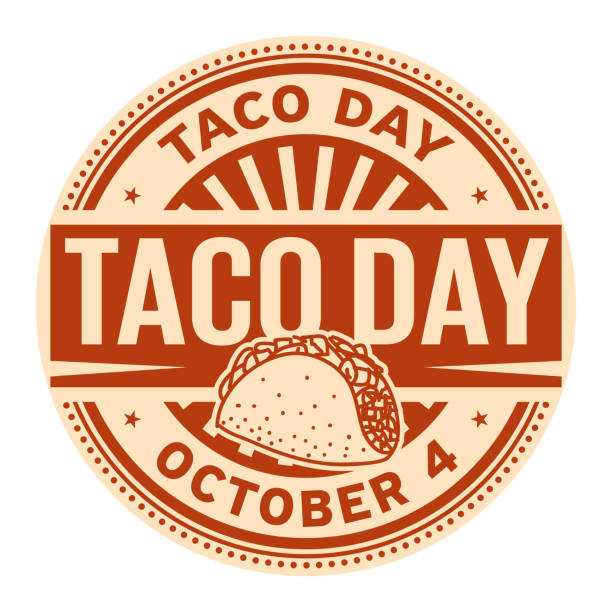 Taco Day, October 4 Taco Day, October 4, rubber stamp, vector Illustration tacos stock illustrations