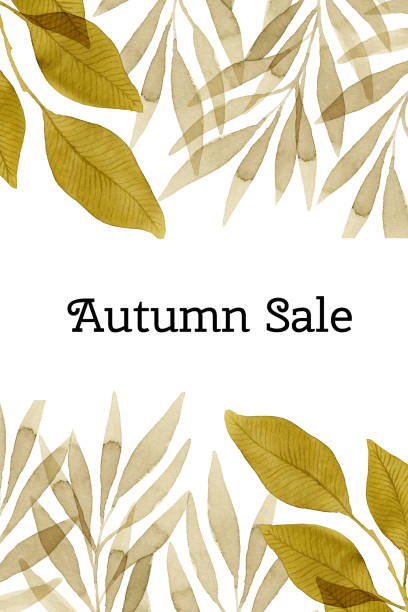 istock Autumn Sale. Watercolor fall leaves frame with fern. Botanical illustration. 1036067560