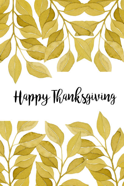 istock Happy Thanksgiving greeting card. Watercolor fall leaves frame. Botanical illustration. 1036067574
