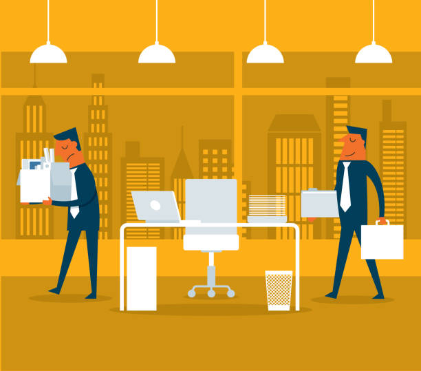 illustrazioni stock, clip art, cartoni animati e icone di tendenza di dipendente che lascia l'incarico - cambiare-ufficio