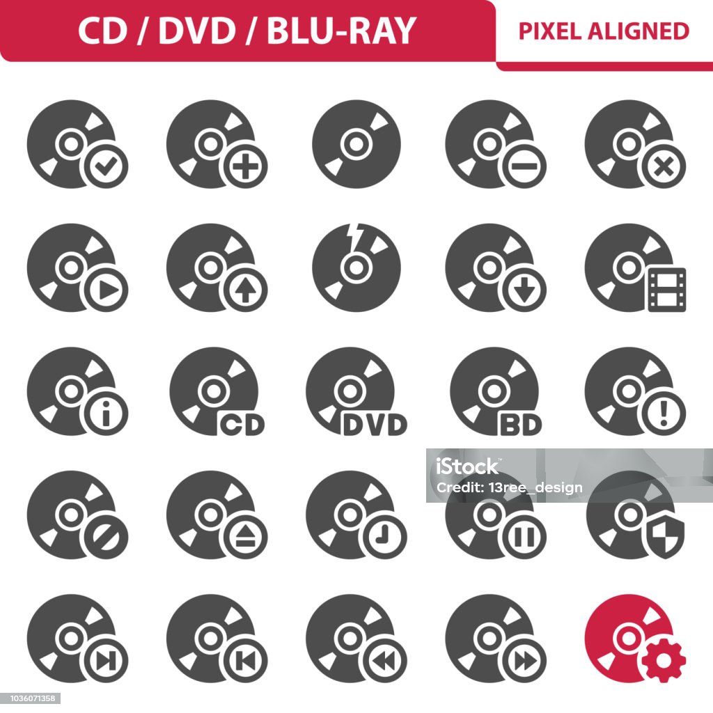 Icônes de CD, DVD, Blu-ray - clipart vectoriel de Annulation libre de droits