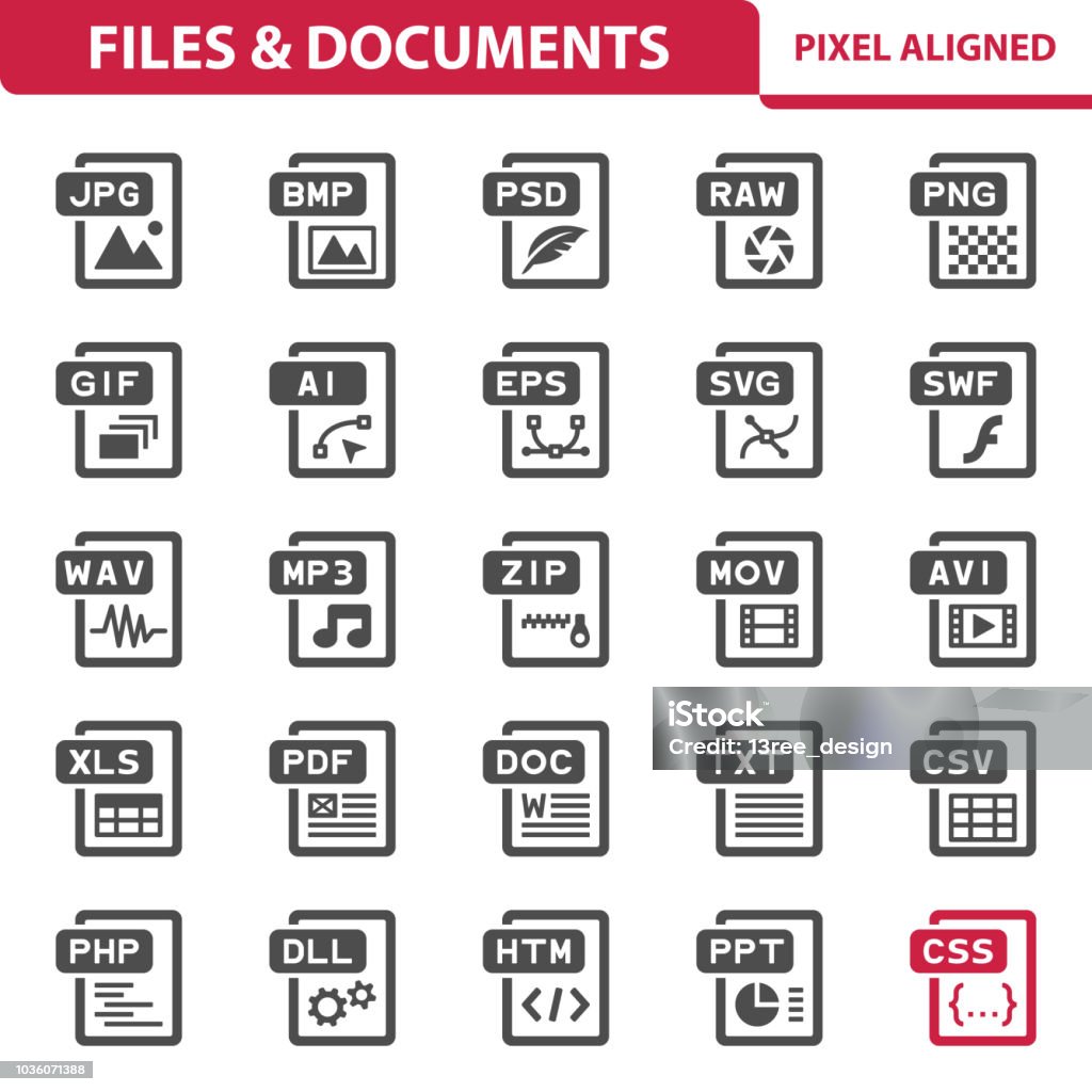 Files & Documents Icons Professional, pixel perfect icons, EPS 10 format. Icon Symbol stock vector