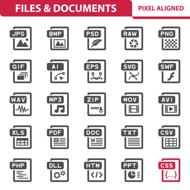 Files & Documents Icons Professional, pixel perfect icons, EPS 10 format. spreadsheet photos stock illustrations