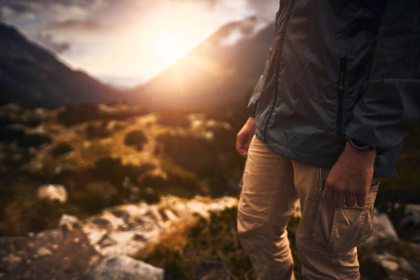 istock Traveling alone in the mountains at sunset 1036071640