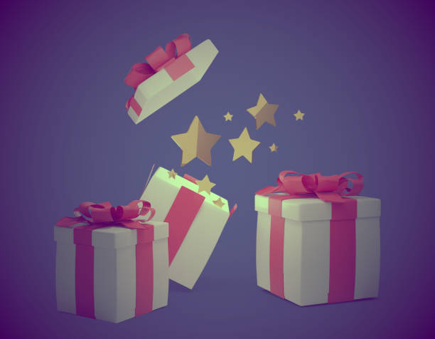 istock opened christmas presents surprise. Christmas background 3d-illustration 1036079146