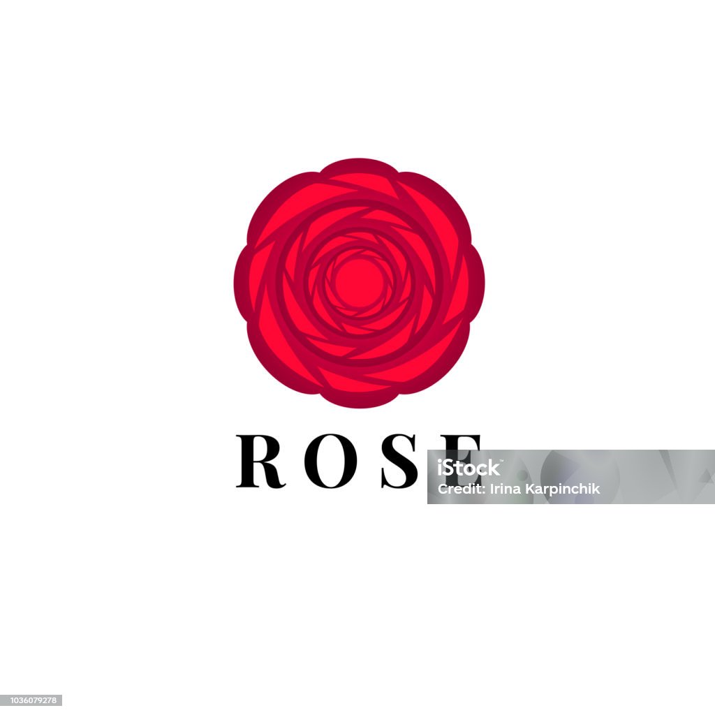 Belle icône avec une rose rouge pour fleuriste ou salon de beauté - clipart vectoriel de Rose - Fleur libre de droits