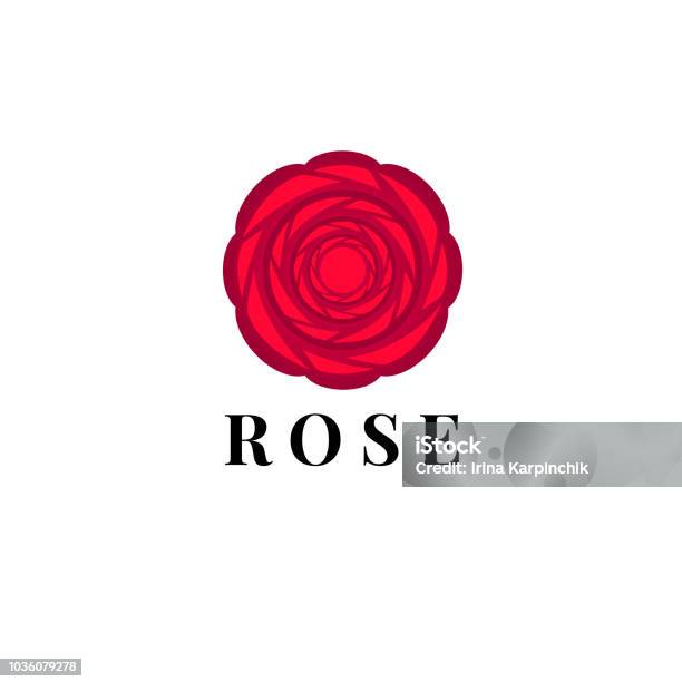 Belle Icône Avec Une Rose Rouge Pour Fleuriste Ou Salon De Beauté Vecteurs libres de droits et plus d'images vectorielles de Rose - Fleur