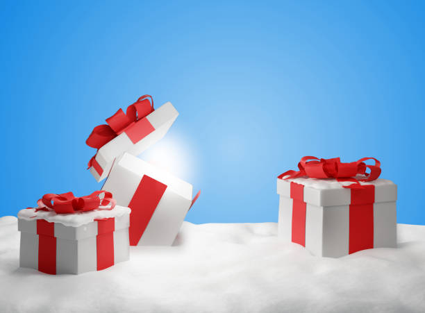 istock opened christmas presents surprise. Christmas background 3d-illustration 1036082424