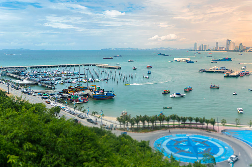 Aerial view of Pattaya,Thailand. Pattaya city is famous about sea sport and night life entertainment.