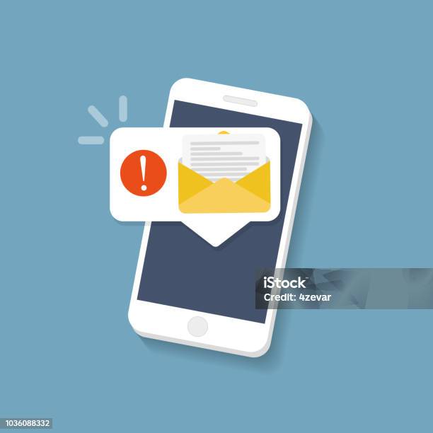 New Message On The Smartphone Screen Vector Illustration Stock Illustration - Download Image Now