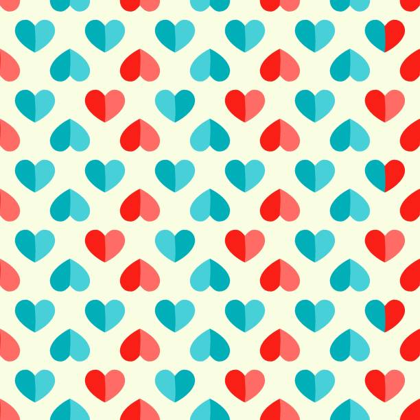 ベクトルシームレスなパターン、レトロなスタイルの中心にあります。 - heart shape valentines day love backgrounds点のイラスト素材／クリップアート素材／マンガ素材／アイコン素材