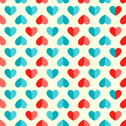Vector seamless pattern with heart in retro style.