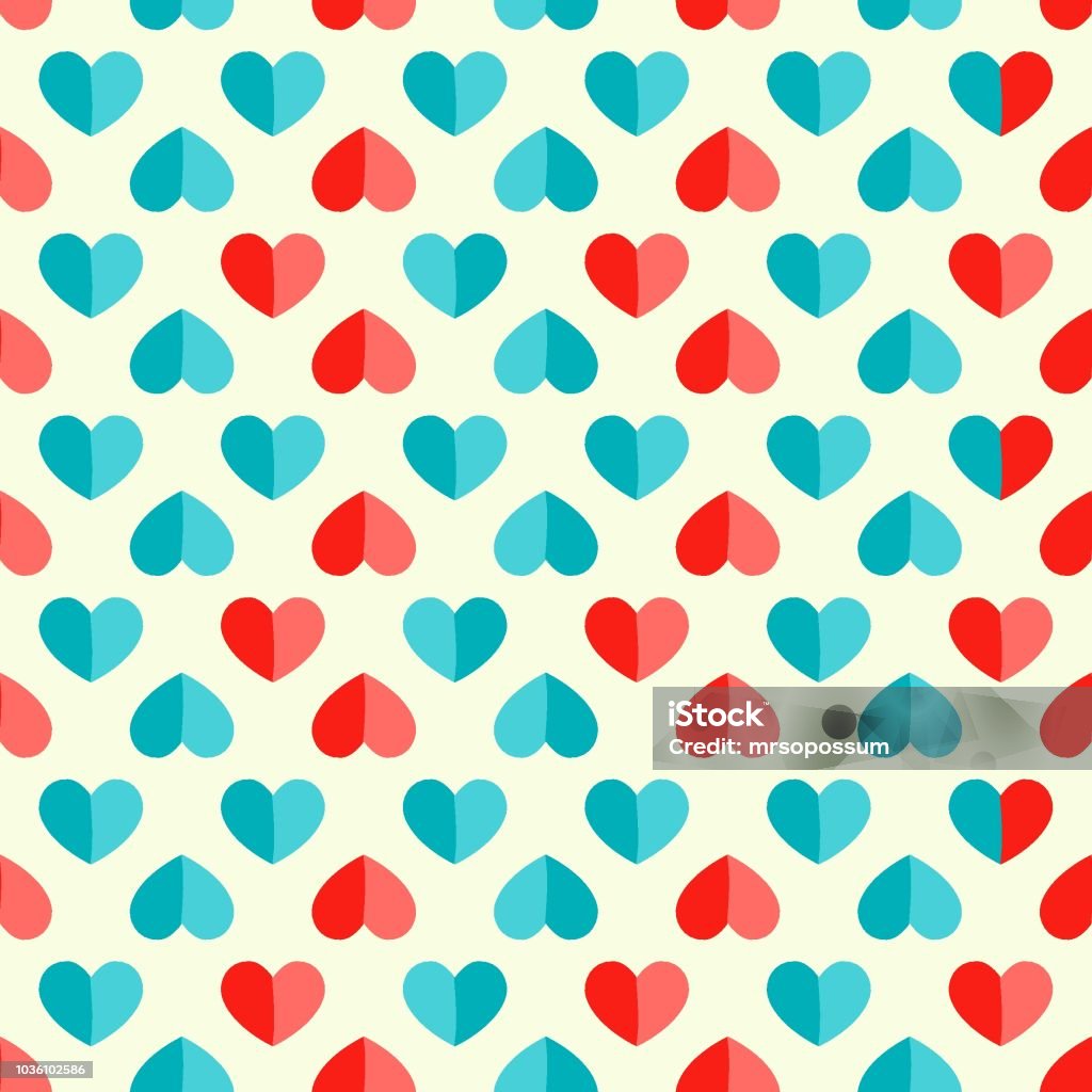 Vector seamless pattern with heart in retro style. Heart Shape stock vector