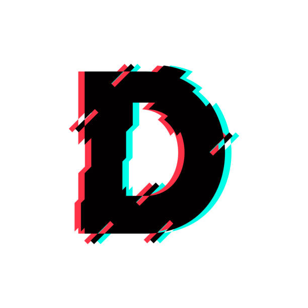 Vector Logo Letter D Glitch Distortion Diagonal Stock Illustration