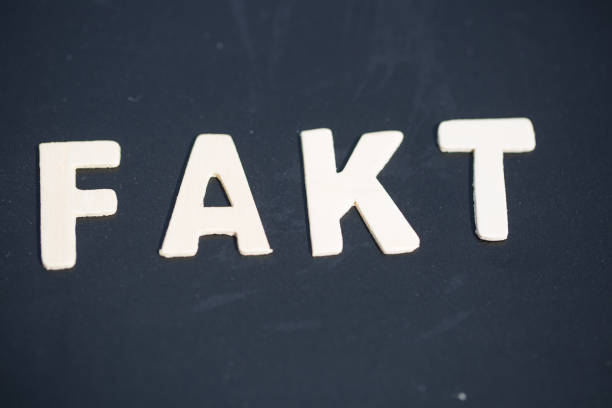 istock Fake, fact, as text, letters on wood, black background 1036116148