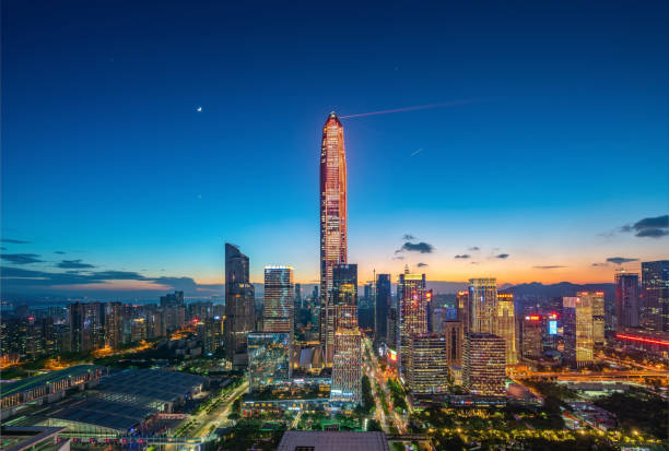 istock Shenzhen city downtown district sunset 1036117308