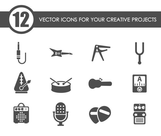 musical shop icon set musical shop vector icons for your creative ideas amplifier plug stock illustrations