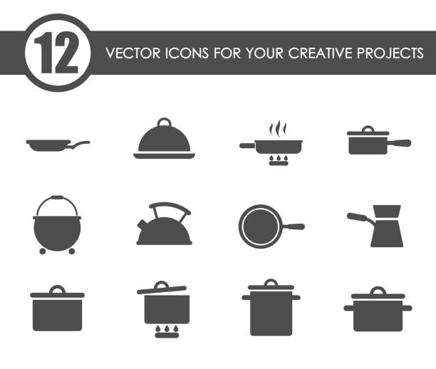 gerichte icon-set - pan stock-grafiken, -clipart, -cartoons und -symbole