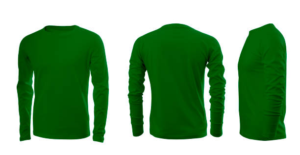 istock Green men's sweatshirt with long sleeves in rear and side views 1036126026