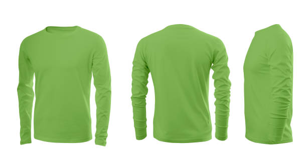 istock Lime green men's sweatshirt with long sleeves in rear and side views 1036126154