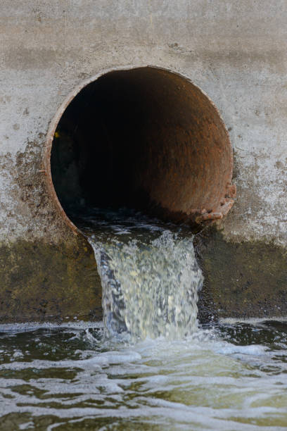 istock Sewage drainage or drainage pipe with leaking water 1036126858