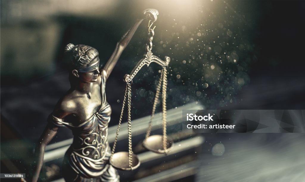 Law. Sculpture of Themis, mythological Justice - Concept Stock Photo