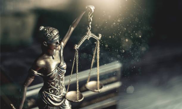 Law. Sculpture of Themis, mythological equal arm balance stock pictures, royalty-free photos & images