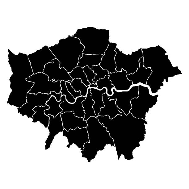 mapa londynu - greater london stock illustrations