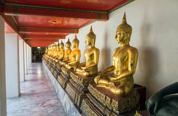 Buddha images in the cloister Wat Pho stock photo