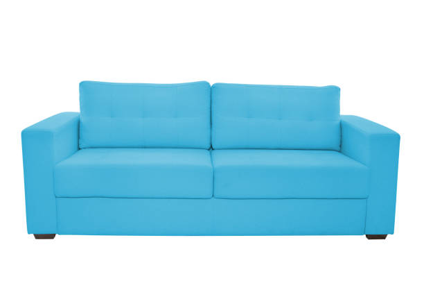 istock Three seats cozy color fabric sofa isolated on white background 1036162652