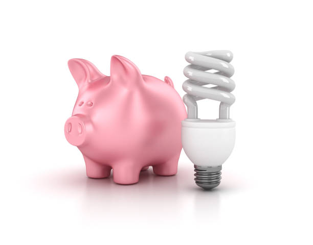 istock Piggy Bank with Light Bulb - 3D Rendering 1036166116