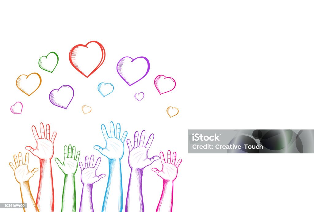 Hands and Hearts Child stock vector