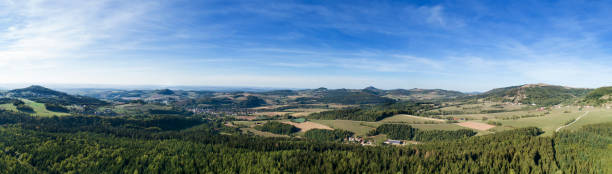 istock Panoramic aerial view over Rhoen mountains - central german uplands, Germany 1036177070