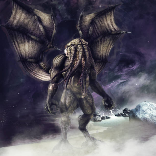 istock Cthulhu monster standing by the sea 1036177838