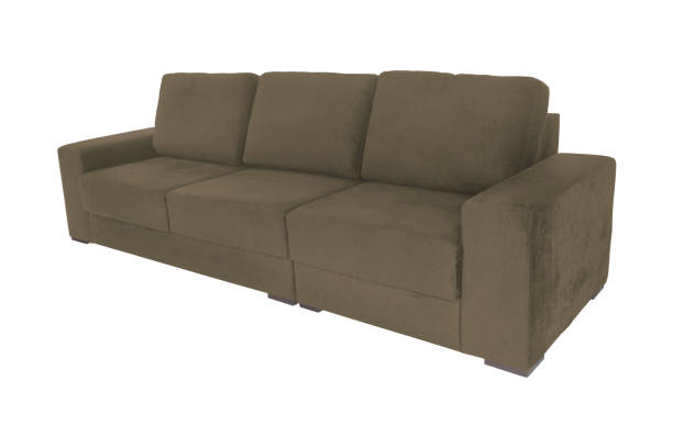istock Three seats cozy color fabric sofa isolated on white background 1036181982
