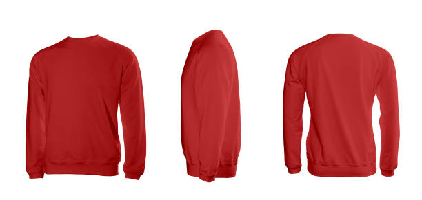 istock Red men's sweatshirt with long sleeves in rear and side views 1036185320