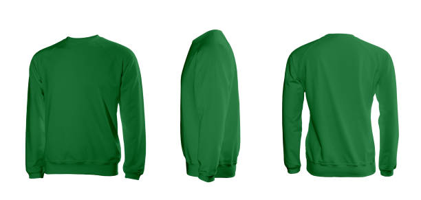 istock Green men's sweatshirt with long sleeves in rear and side views 1036185368