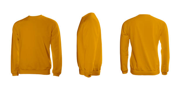 istock Orange men's sweatshirt with long sleeves in rear and side views 1036185430
