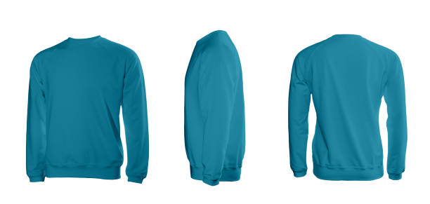 istock Cyan men's sweatshirt with long sleeves in rear and side views 1036185478