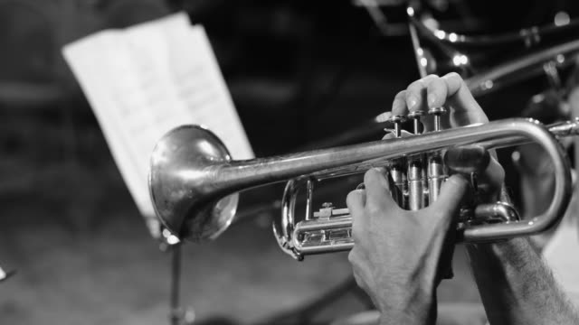 Playing live jazz concert: trumpet