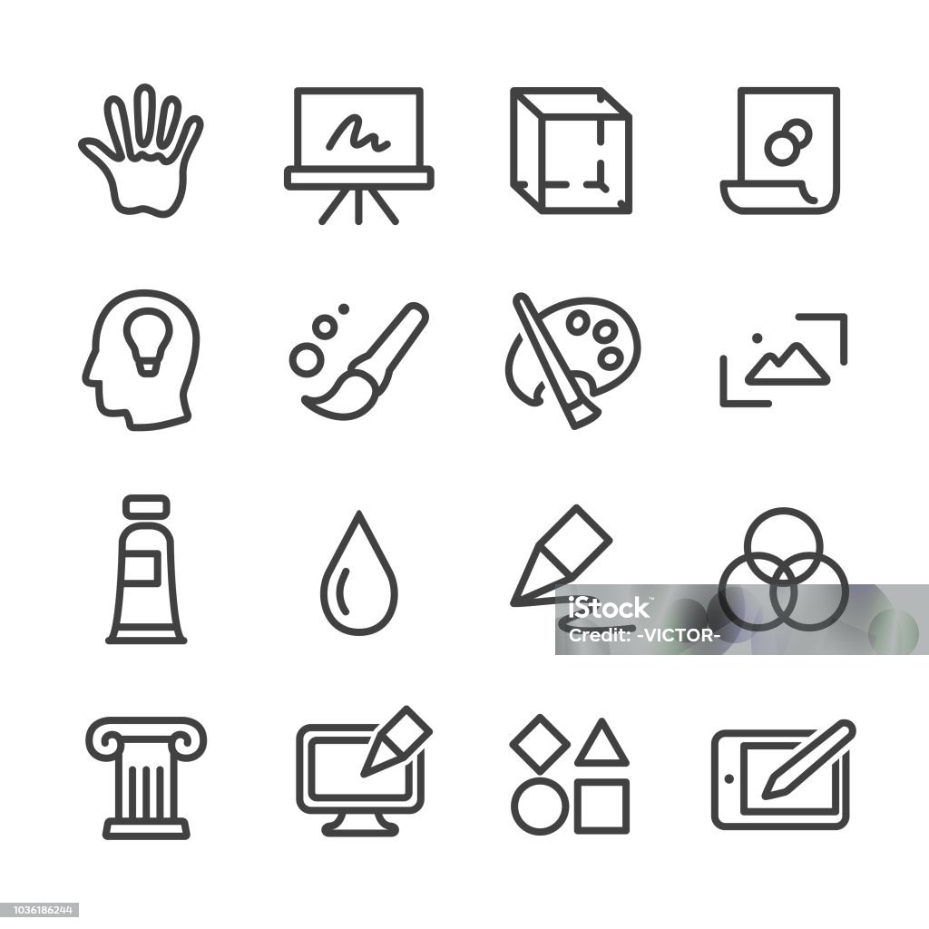 Art and Education Icons - Line Series Art, Education, Icon Symbol stock vector