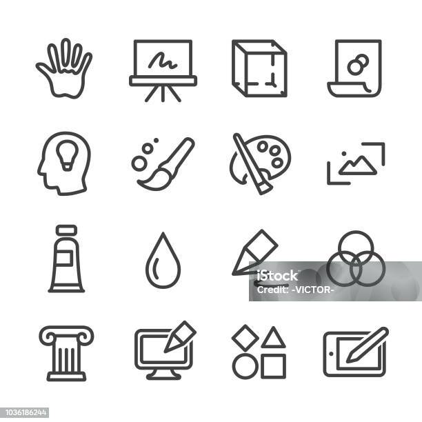 Art And Education Icons Line Series Stock Illustration - Download Image Now - Icon Symbol, Art, Artist