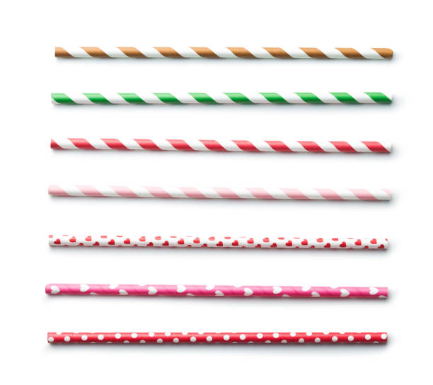 Various paper straws Various paper straws isolated on white background. straw stock pictures, royalty-free photos & images