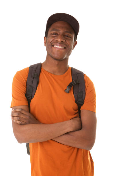 istock african american man smiling with hat and backpack against isolated white background 1036190024