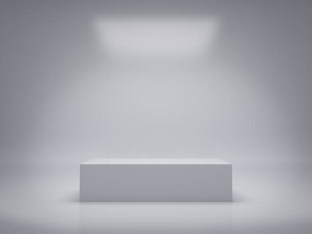 istock Pedestal for display,Platform for design,Blank product,White room.3D rendering. 1036190080
