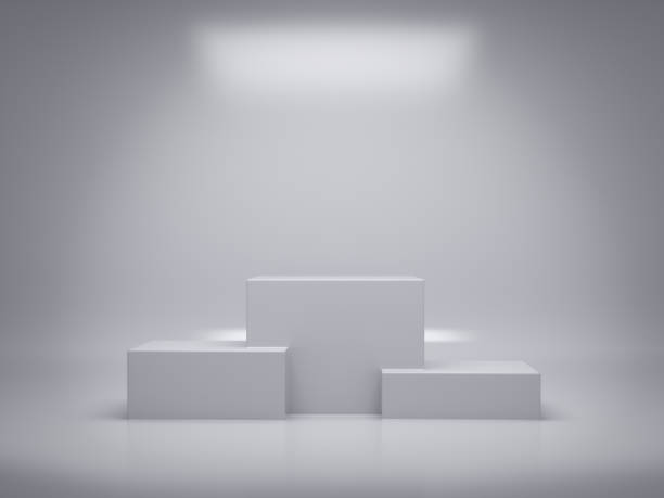istock Pedestal for display,Platform for design,Blank product,White room .3D rendering. 1036190118