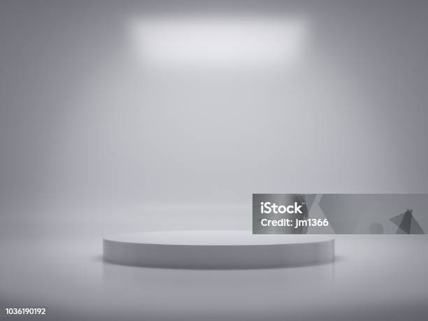 Pedestal For Displayplatform For Designblank Productwhite Room3d Rendering Stock Photo - Download Image Now